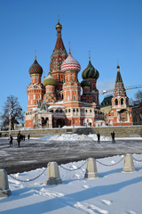 Saint Basil's cathedral on the Red Square in Moscow. Color photo.