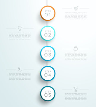 Infographic 5 3d Circle Steps Hanging Template A