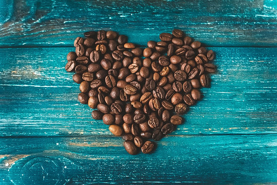 
coffee beans on a blue background