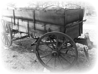 Fototapeta na wymiar Hay wagon in old times