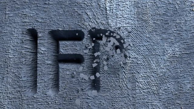 IFRS word carved in stone wall animation