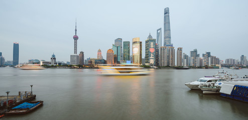 Shanghai skyline in the evening, Asia