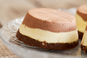 Raw vegan no-bake dessert served on glass plate