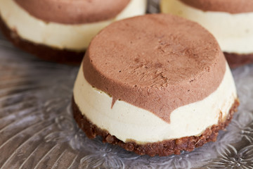 Raw vegan no-bake dessert served on glass plate