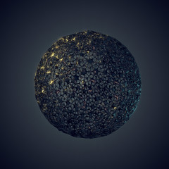 Abstract futuristic dark sphere. 3d rendering