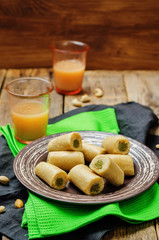 Cashew Pistachio roll. Kaju pista roll. Indian sweets