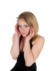 Fototapeta premium A afraid young woman.