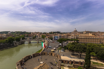 May 28, 2016: Panorama of Rome from the castle of Sant'Angelo