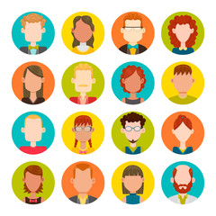 16 male and female avatar set