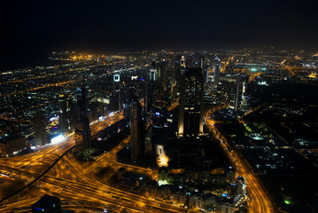 Fototapeta na wymiar view from the Burj Khalifa in the night Dubai, United Arab Emirates