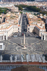 Famous Saint Peter's Square in Vatican, aerial view of the city Rome, Italy.