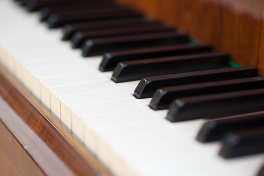 Close-up image of piano keyboard