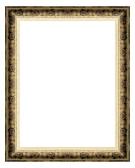 Wooden vintage frame isolated on white -Clipping Path