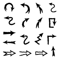Fototapeta premium Arrow doodle scribble set. Hand drawn sign collection