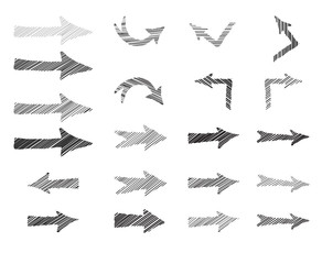 Arrow doodle scribble set. Hand drawn sign collection