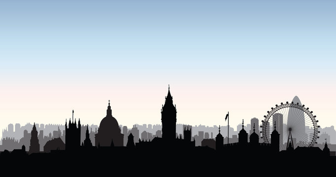 London city buildings silhouette. English urban landscape. Londo