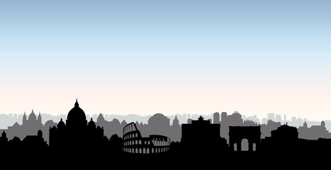 Rome city buildings silhouette. Italian urban landscape. Rome ci
