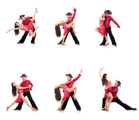 Pair of dancers isolated on the white