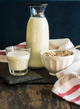 Healthy food on rustic table