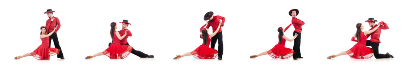 Pair of dancers isolated on the white