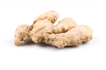 fresh ginger on white background