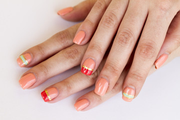 Manicure - Beauty treatment photo of nice manicured fingernails.