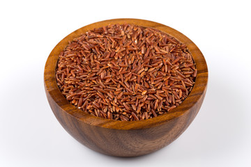 Rice in wooden bowl