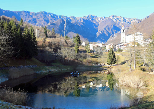 the smallest municipality of Italy called LAGHI with the pond an