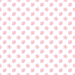 Seamless sakura blossom pattern on a white background. Japanise background. Vector illustration.