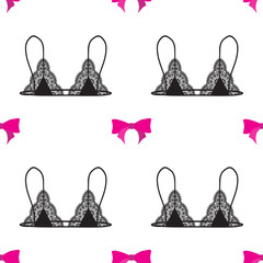 Bralette and bows seamless pattern - 135972313