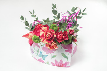 Valentine days gift box with flower