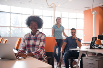 African American informal business woman working in the office