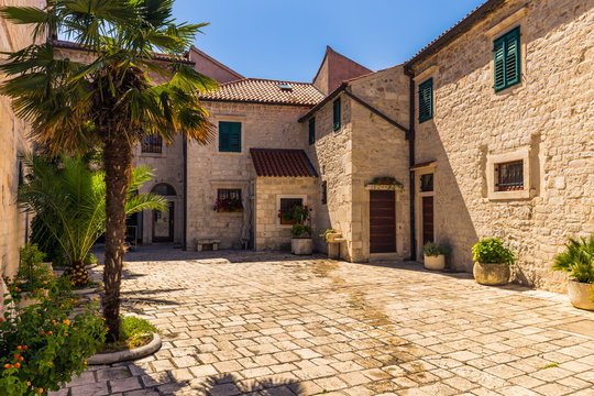 July 20, 2016:  A little courtyard in the old town of Sibenik, C