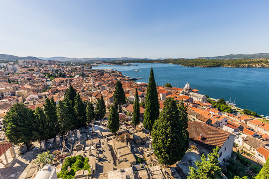 July 20, 2016:  Panorama of Sibenik, Croatia
