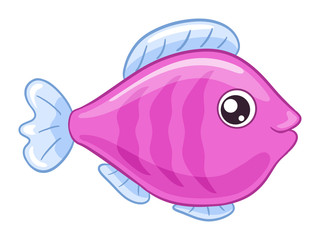 Colorful exotic fish cartoon on white background.