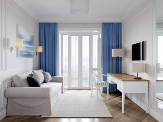Bright and cozy room in modern classic style
