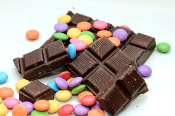 Colorful candies and chocolate