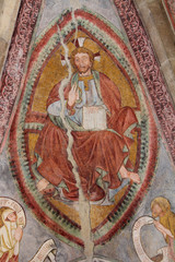Fototapeta na wymiar Cristo in gloria, benedicente; chiesa di S. Maria Assunta, Cembra