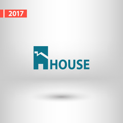 House icon. Sample text, vector illustration. Flat design style 