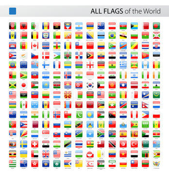 All World Square Glossy Vector Flags - Collection