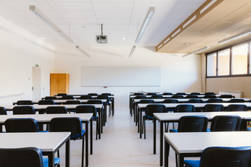 Empty classroom in education university