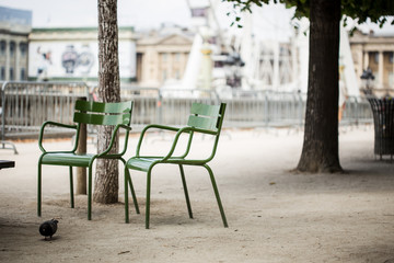 Fototapeta na wymiar Green Park Chairs