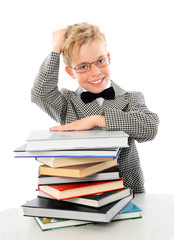 Clever boy with books