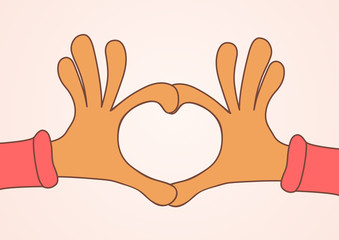 Two hands making heart sign. Love, romantic concept. Valentine d