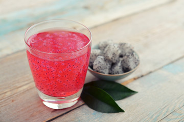 Basil seed drink in glass