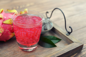 Basil seed drink in glass