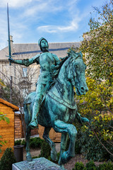 Fototapeta premium Statue of Joan of Arc (by Paul Dubois, 1889), Reims, France.