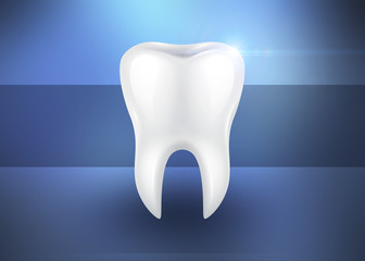 Healthy white tooth. tooth illustration on a blue background