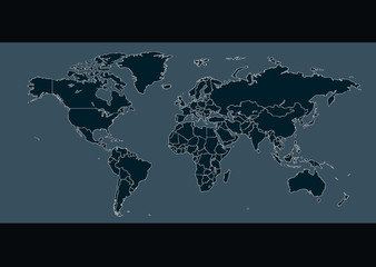 World map. illustration of world map on a dark background