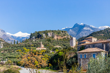 Fototapeta na wymiar Mountain in Kardamyli village in Messenia, Peloponnese, Greece, Europe